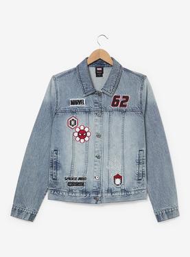 Marvel Spider-Man Embroidered Patches Plus Size Cropped Denim Jacket, , hi-res